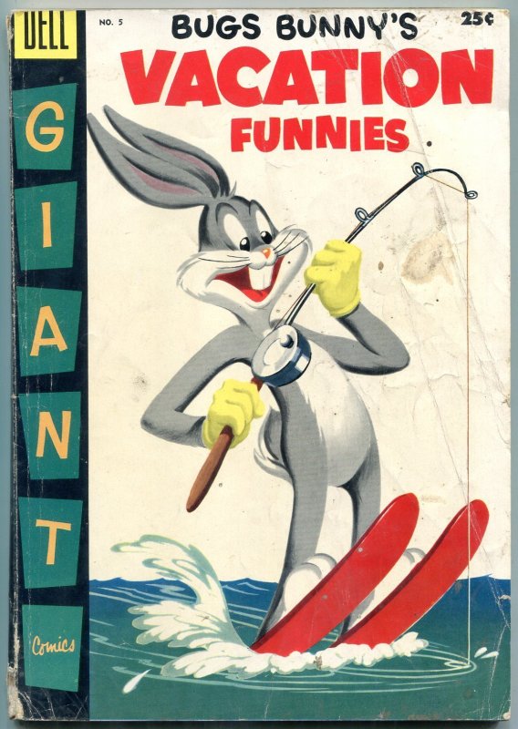 Bugs Bunny's Vacation Funnies #5 (1955), raw comic book in VG condition — front cover