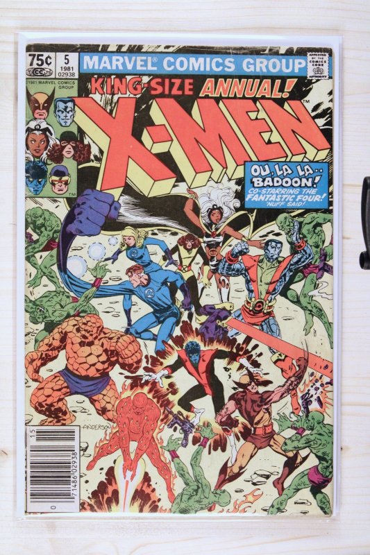 X-Men Annual #5 (Marvel Comics, 1981), raw comic book in FN/VF 7.0 condition — front cover