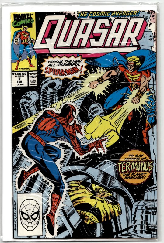 Quasar #7 (Marvel Comics, 1990), raw, ungraded comic book — front cover