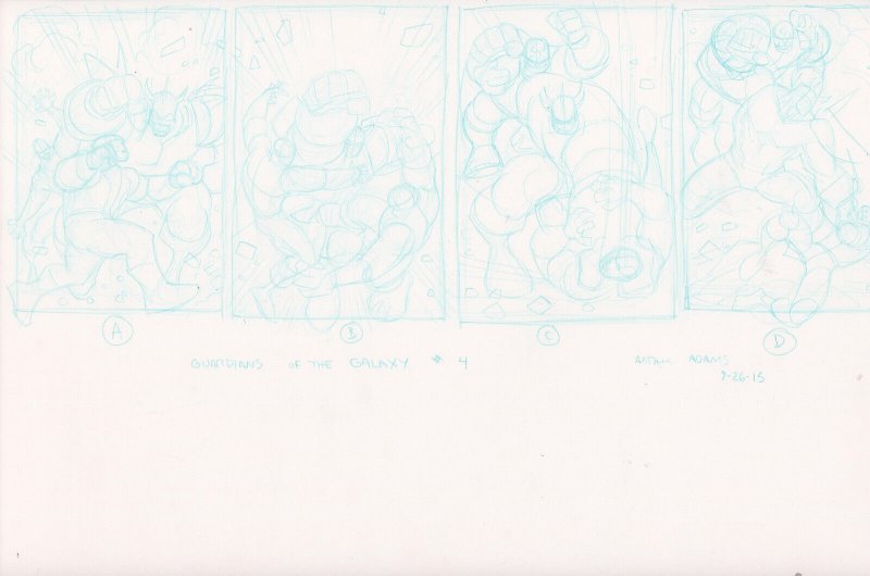 Guardians of the Galaxy #4 - 4 Cover Prelims - Signed Art by Art Adams - 2015 (Marvel Comics, 2015), raw, ungraded comic book — front cover