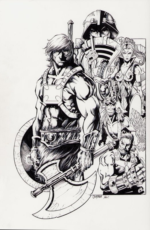 Two Piece He-Man Detailed Ink + Pencil Art Commission - Signed Campana/KO!, raw, ungraded comic book — front cover
