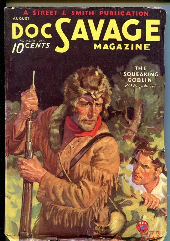 Pulp: DOC Savage 08/1934-18TH Issue-Squeaking Goblin-Baumhofer COVER-good+, raw, ungraded comic book — front cover