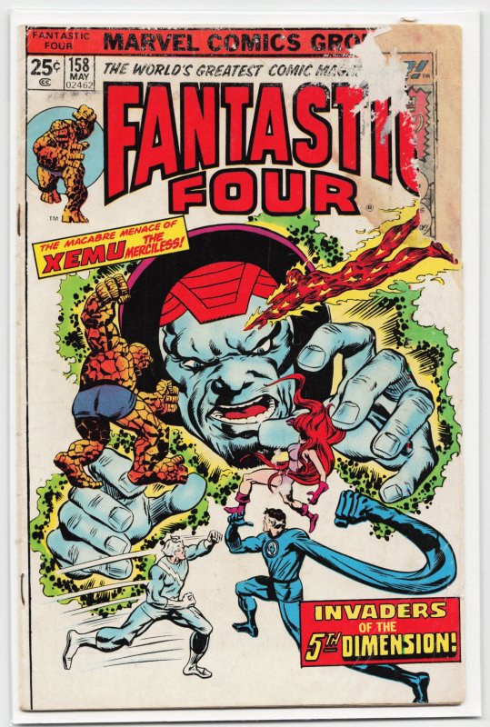 Fantastic Four #158 (Marvel Comics, 1975), raw, ungraded comic book — front cover