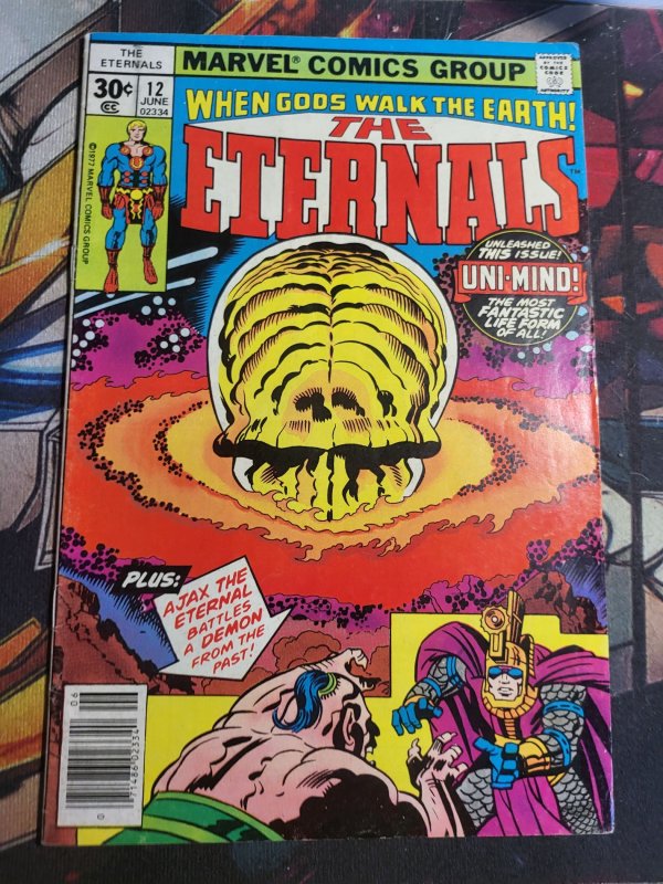 The Eternals #12 (Marvel Comics, 1977), raw, ungraded comic book — front cover