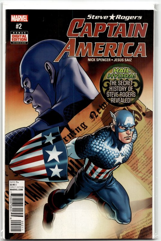 Captain America: Steve Rogers #2 (Marvel Comics, 2016), raw, ungraded comic book — front cover