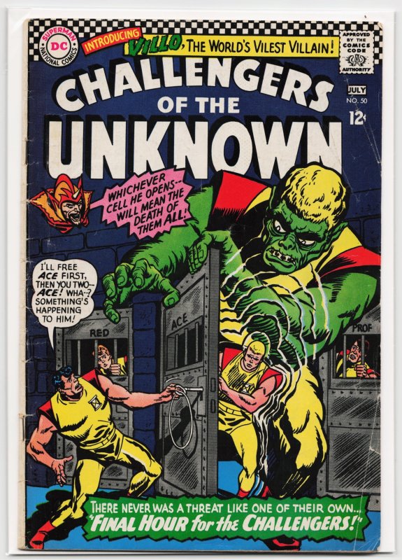 Challengers of the Unknown #50 (DC Comics, 1966), raw, ungraded comic book — front cover