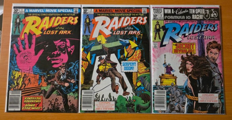 Raiders of the Lost Ark 1-3 Newsstand Complete Set Run! ~ Near Mint NM ~ 1981 (Marvel Comics, 1981), raw comic book in NM condition — front cover