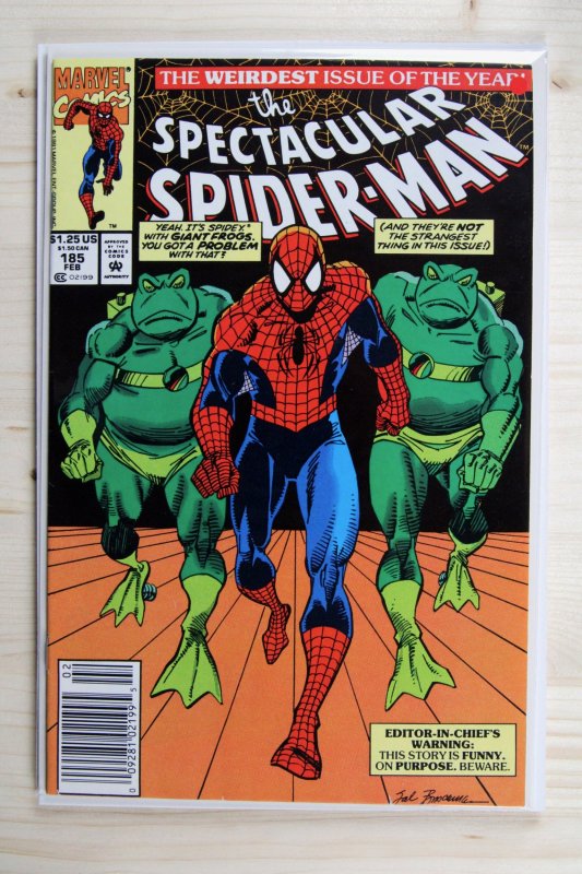 The Spectacular Spider-Man #185 (Marvel Comics, 1992), raw comic book in NM- 9.2 condition — front cover