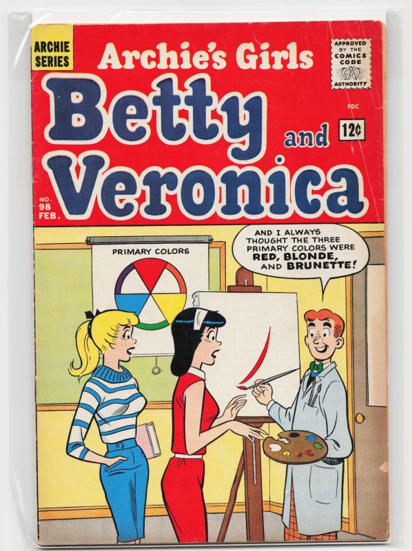 Archie's Girls Betty and Veronica #98 (Archie Comics, 1964), raw, ungraded comic book — front cover