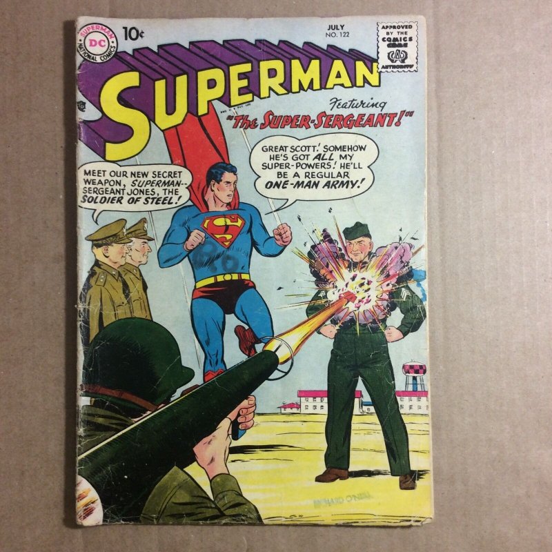 Superman #122 (DC Comics, 1958), raw comic book in 3.0 condition — front cover