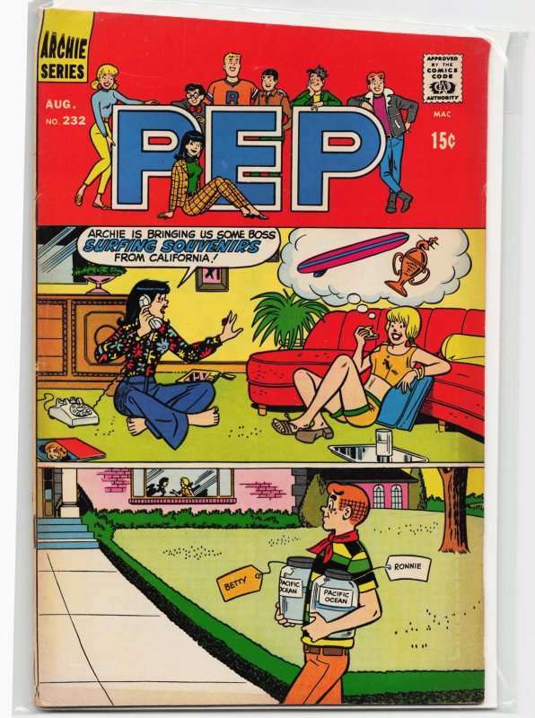 Pep Comics #232 (Archie Comics, 1969), raw, ungraded comic book — front cover