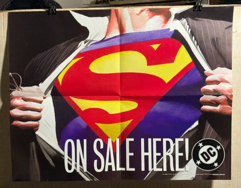 1998 Superman ON Sale Here 22x17" Promo Poster FN 6.0 DC Comics / Alex Ross (DC Comics, 1998), raw comic book in FN 6.0 condition — front cover