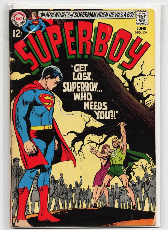 Superboy #157 (DC Comics, 1969), raw, ungraded comic book — front cover