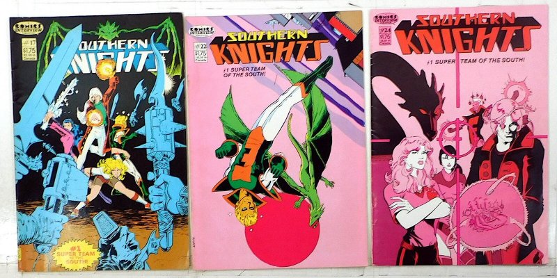 Southern Knights Lot of 3 #17, 22, 24 (1986) Fictioneer 1st Print Comic Books (1986), raw, ungraded comic book — front cover