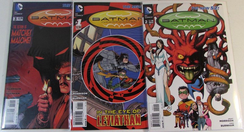 2012 Batman Incorporated Lot of 3 #1, 2, 3 DC 2nd Series Comic Books (DC Comics, 2012), raw, ungraded comic book — front cover