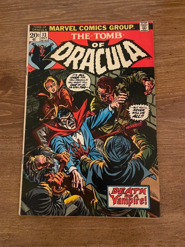 The Tomb of Dracula #13 (Marvel Comics, 1973), raw comic book in VF- condition — front cover