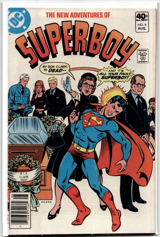 The New Adventures of Superboy #8 (1980), raw, ungraded comic book — front cover