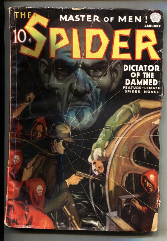 Spider 1/1937-Popular Pubs-John HOWITT-weird Menace-Pulp Magazine (Popular Publications, 1937), raw, ungraded comic book — front cover