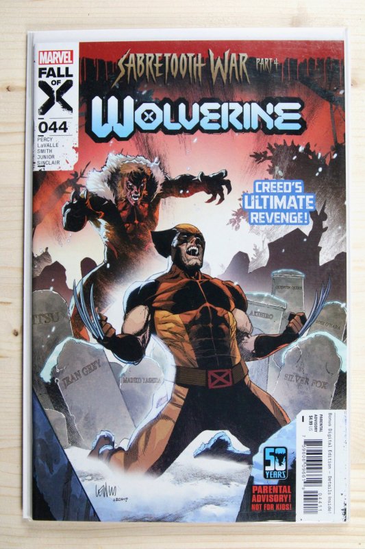 Wolverine #44 (Marvel Comics, 2024), raw comic book in NM+ 9.6 condition — front cover