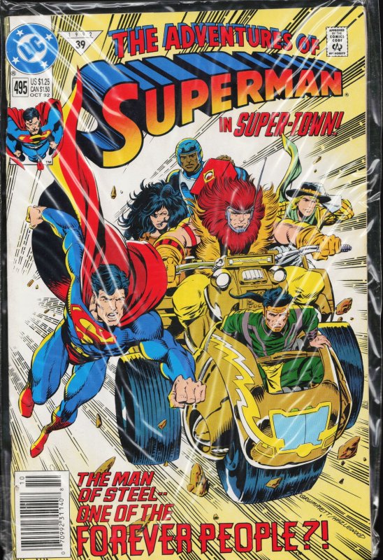 Adventures of Superman #495 (DC Comics, 1992), raw, ungraded comic book — front cover