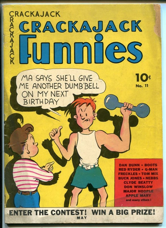 Crackajack Funnies #11 (1939), raw comic book in VG- condition — front cover