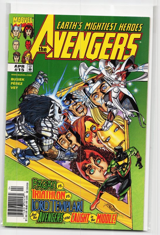 Avengers #15 (Marvel Comics, 1999), raw, ungraded comic book — front cover