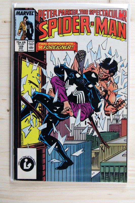 Peter Parker, the Spectacular Spider-Man #129 (Marvel Comics, 1989), raw comic book in VF/NM 9.0 condition — front cover