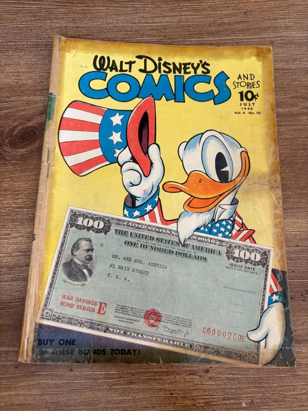 Walt Disney Comics & Stories #46 (Dell Comics, 1944), raw, ungraded comic book — front cover