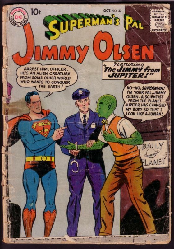 Superman's Pal Jimmy Olsen #32 (DC Comics, 1958), raw comic book in FR condition — front cover