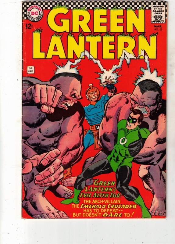 Green Lantern #51 (DC Comics, 1967), raw comic book in VF/NM condition — front cover