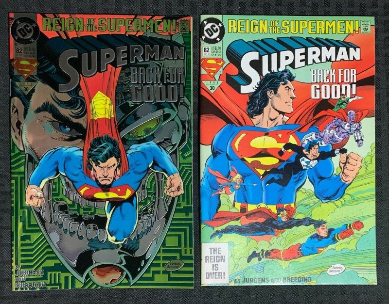 1993 Superman #82 Vf/nm 9.0 Reign of the Supermen (30) Chromium & Regular LOT (1993), raw comic book in VF/NM 9.0 condition — front cover