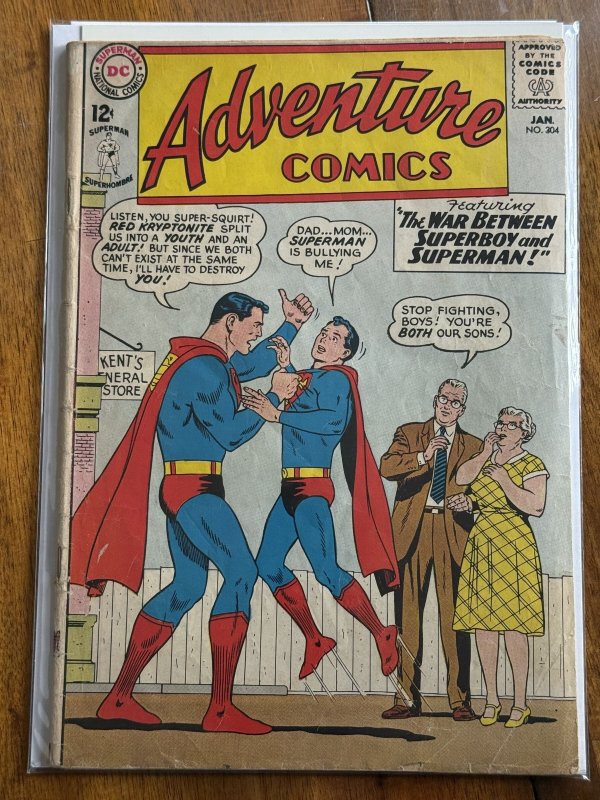 Adventure Comics #304 (DC Comics, 1963), raw comic book in VG- 3.5 condition — front cover