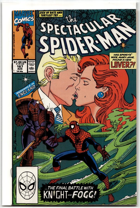 The Spectacular Spider-Man #167 (Marvel Comics, 1990), raw, ungraded comic book — front cover