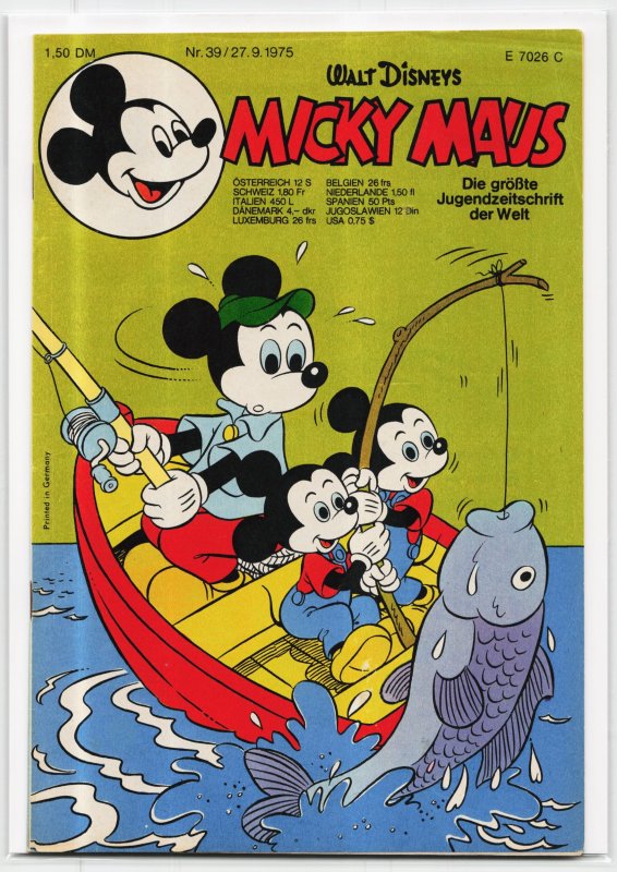 Micky Maus #39 (1975), raw, ungraded comic book — front cover