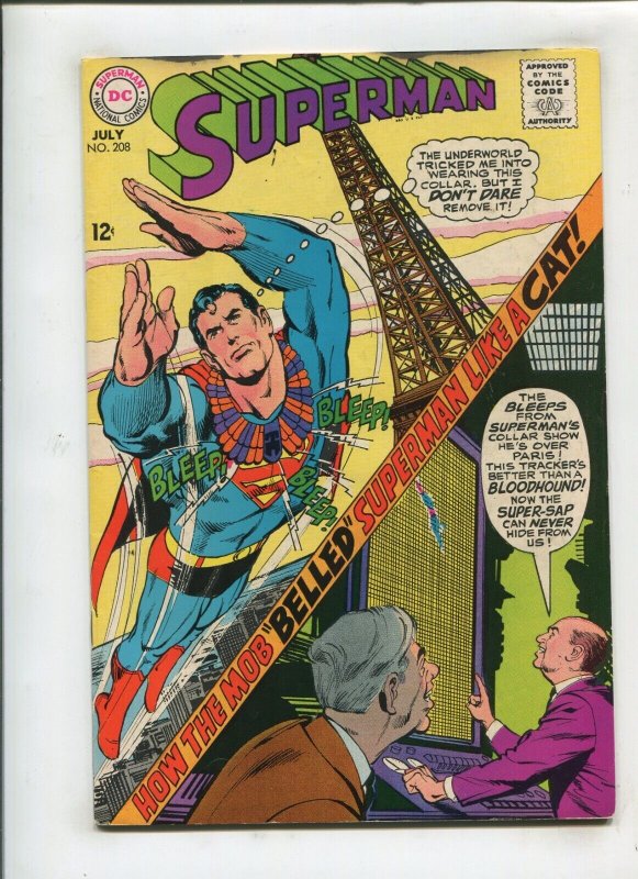 Superman #208 (DC Comics, 1968), raw comic book in 6.5 condition — front cover