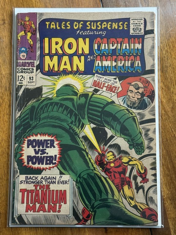 Tales of Suspense #93 (Marvel Comics, 1967), raw comic book in VG+ 4.5 condition — front cover