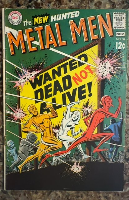 Metal Men #34 (DC Comics, 1968), raw, ungraded comic book — front cover