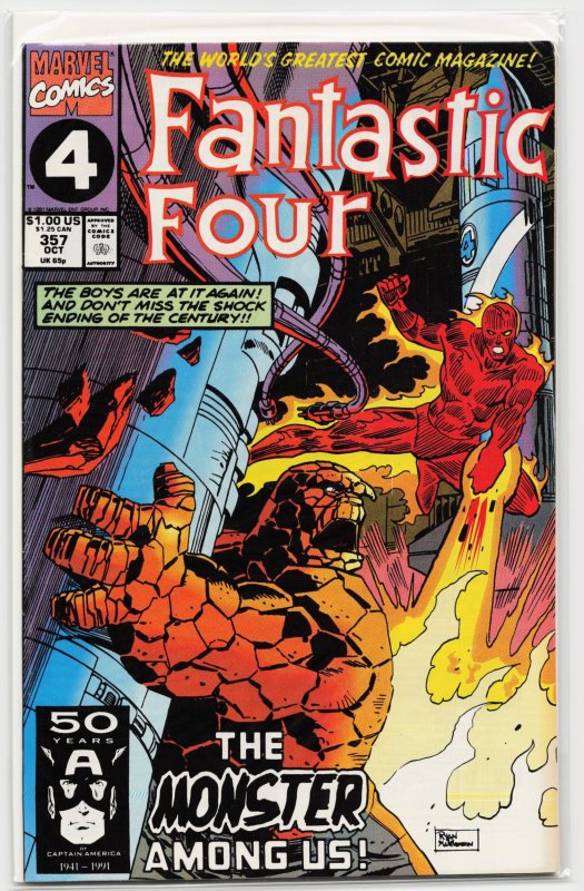 Fantastic Four #357 (Marvel Comics, 1991), raw, ungraded comic book — front cover
