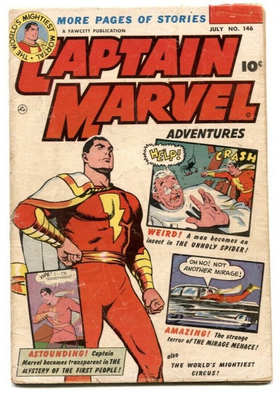 Captain Marvel Adventures #146 (Fawcett Publications, 1953), raw comic book in VG condition — front cover