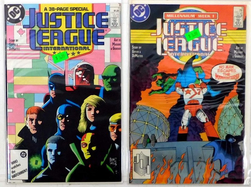 Justice League International Lot of 2 #7, 9 1987 DC Comics 1st Print Comic Books (DC Comics, 1987), raw, ungraded comic book — front cover