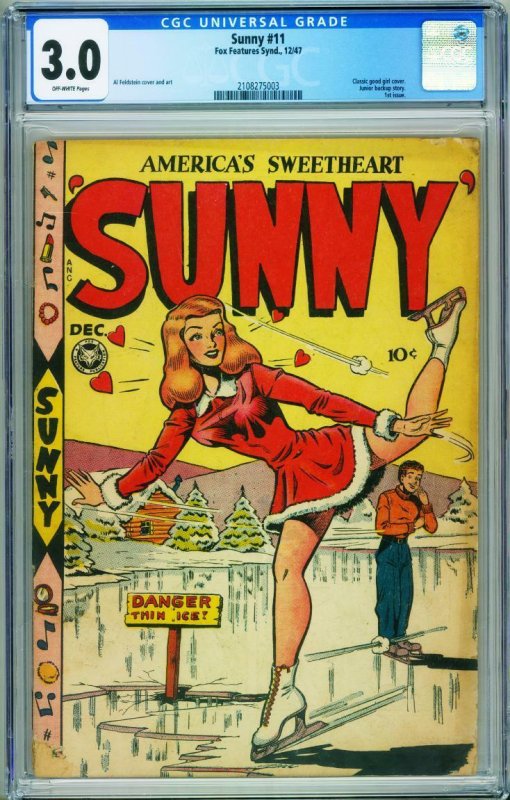 Sunny #11, CGC 3.0 graded comic book, Universal Blue label — front cover in its holder