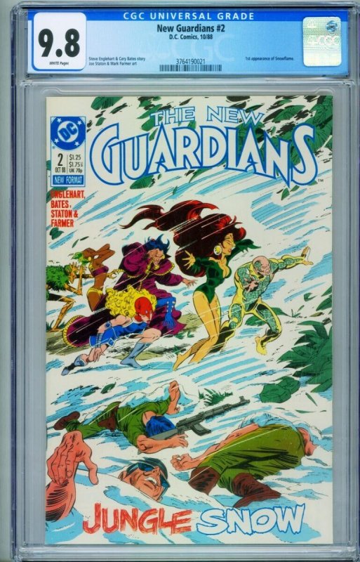 New Guardians #2, CGC 9.8 graded comic book, Universal Blue label — front cover in its holder