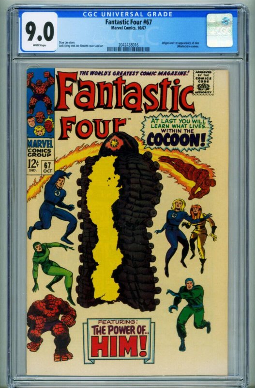 Fantastic Four #67 (Marvel Comics), CGC 9.0 graded comic book, Universal Blue label — front cover in its holder