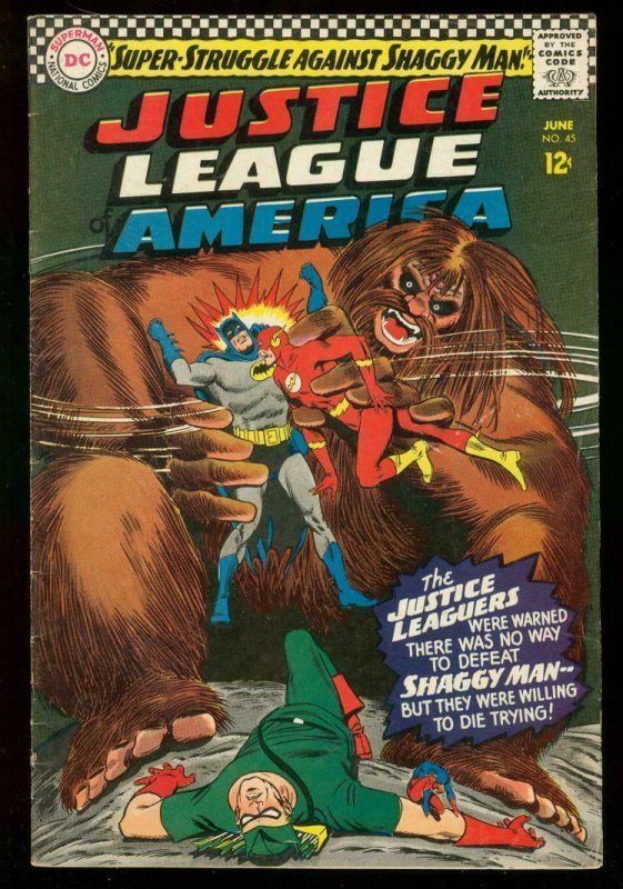 Justice League of America #45 (DC Comics, 1966), raw comic book in FN- condition — front cover