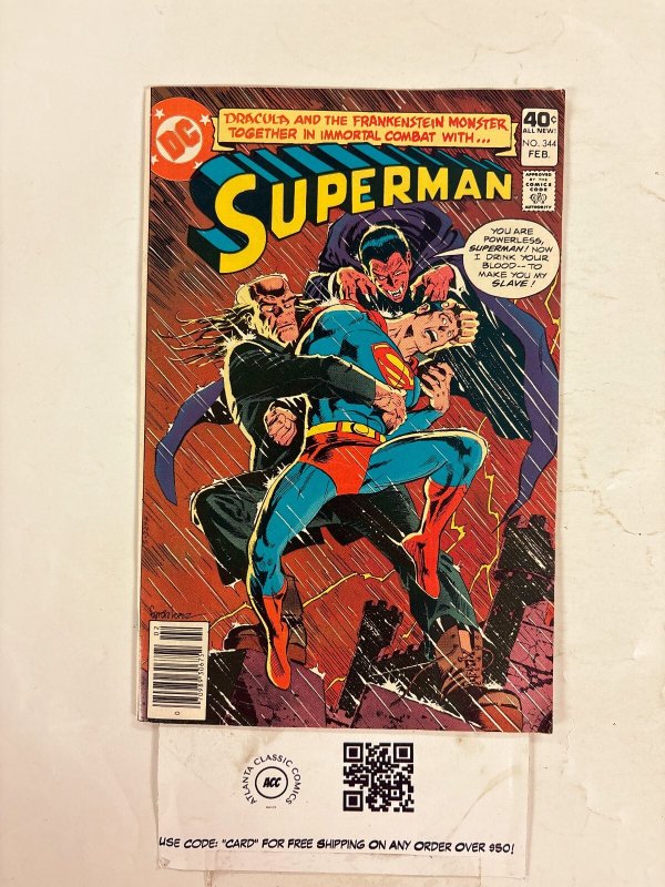 Superman #344 (DC Comics), raw comic book in FN condition — front cover