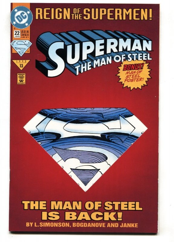 Superman: The Man of Steel #22 - 1993 - DC - NM- - Comic Book (DC Comics, 1993), raw comic book in NM- condition — front cover
