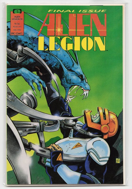 Alien Legion #18 (Marvel Comics, 1990), raw, ungraded comic book — front cover