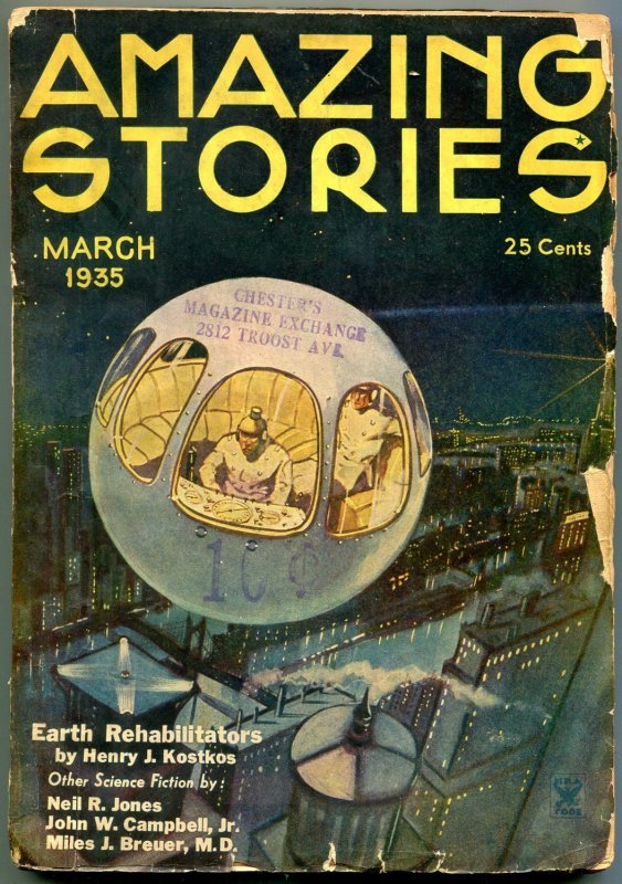 Pulp: Amazing Stories Pulp March 1935- Henry Kostkos- John W Campbell G- (1935), raw, ungraded comic book — front cover
