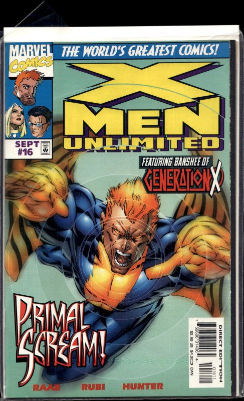 X-Men Unlimited #16 (Marvel Comics, 1997), raw, ungraded comic book — front cover