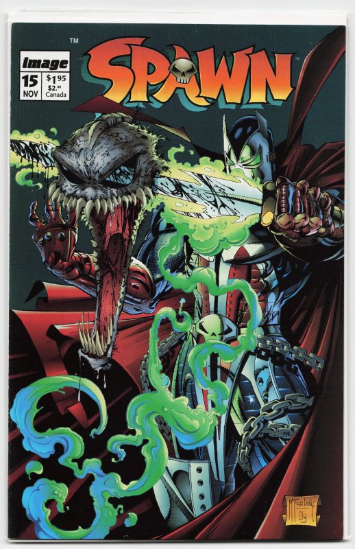 Spawn #15 (Image Comics, 1993), raw, ungraded comic book — front cover